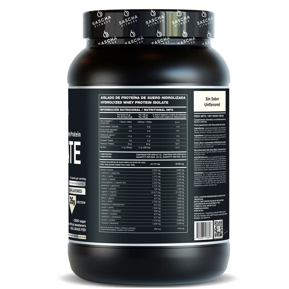 Envase de la proteína Whey Sin Sabor de Sascha Fitness