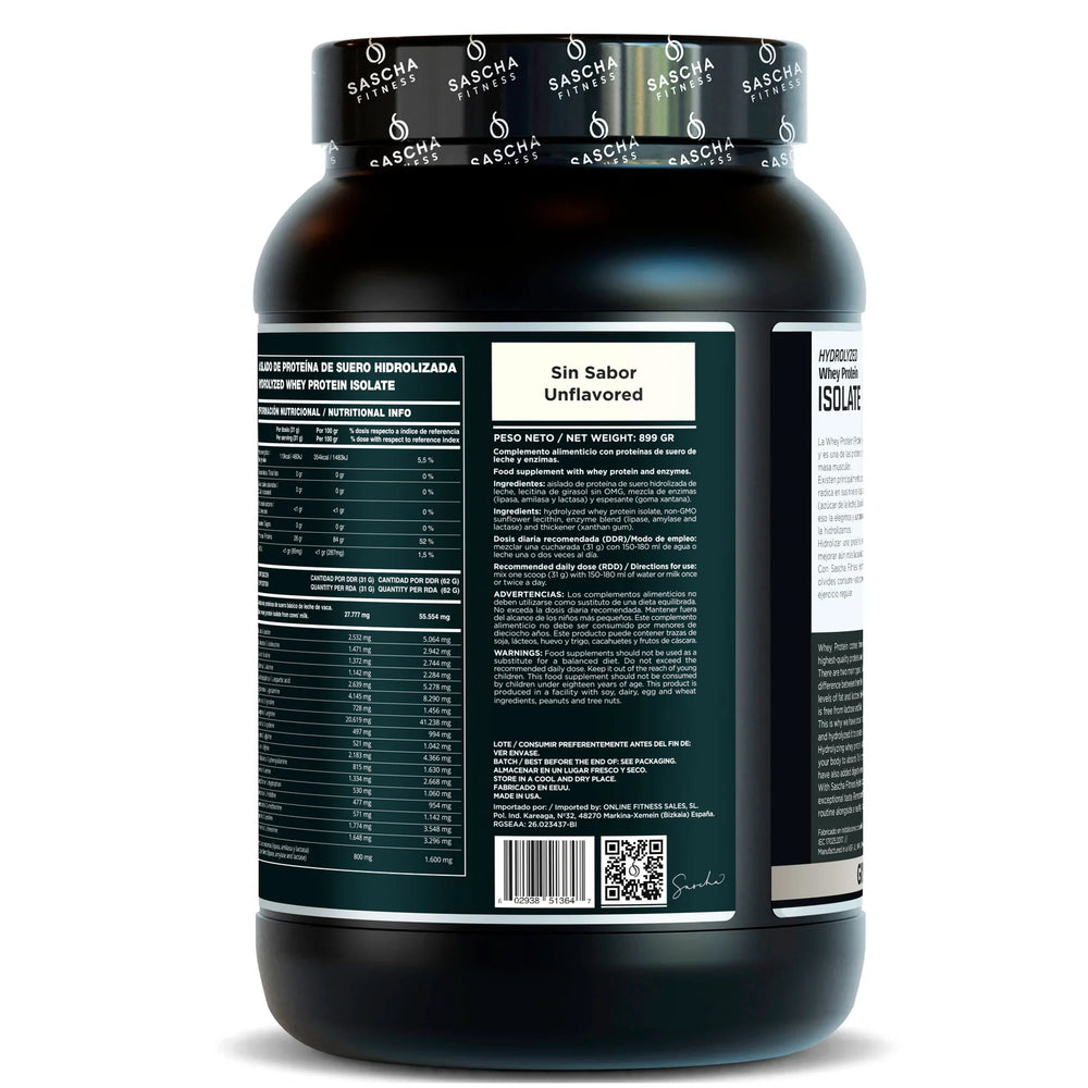 Envase de la proteína Whey Sin Sabor de Sascha Fitness