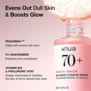 Sérum Peach 70 Niacin de ANUA, frasco con cuentagotas de 30 ml