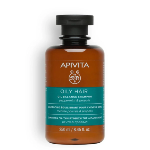 Champú Apivita Oil Balance para cabello graso, frasco de 250 ml