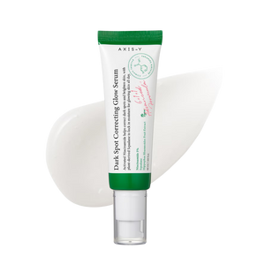 Textura del sérum AXIS-Y Dark Spot Correcting Glow Serum junto al tubo de 50 ml
