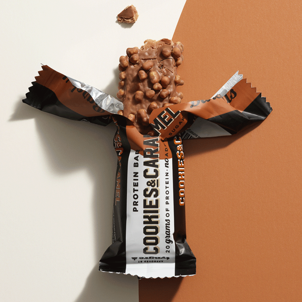 Envase de la barrita proteico cookies & caramel de Barebells