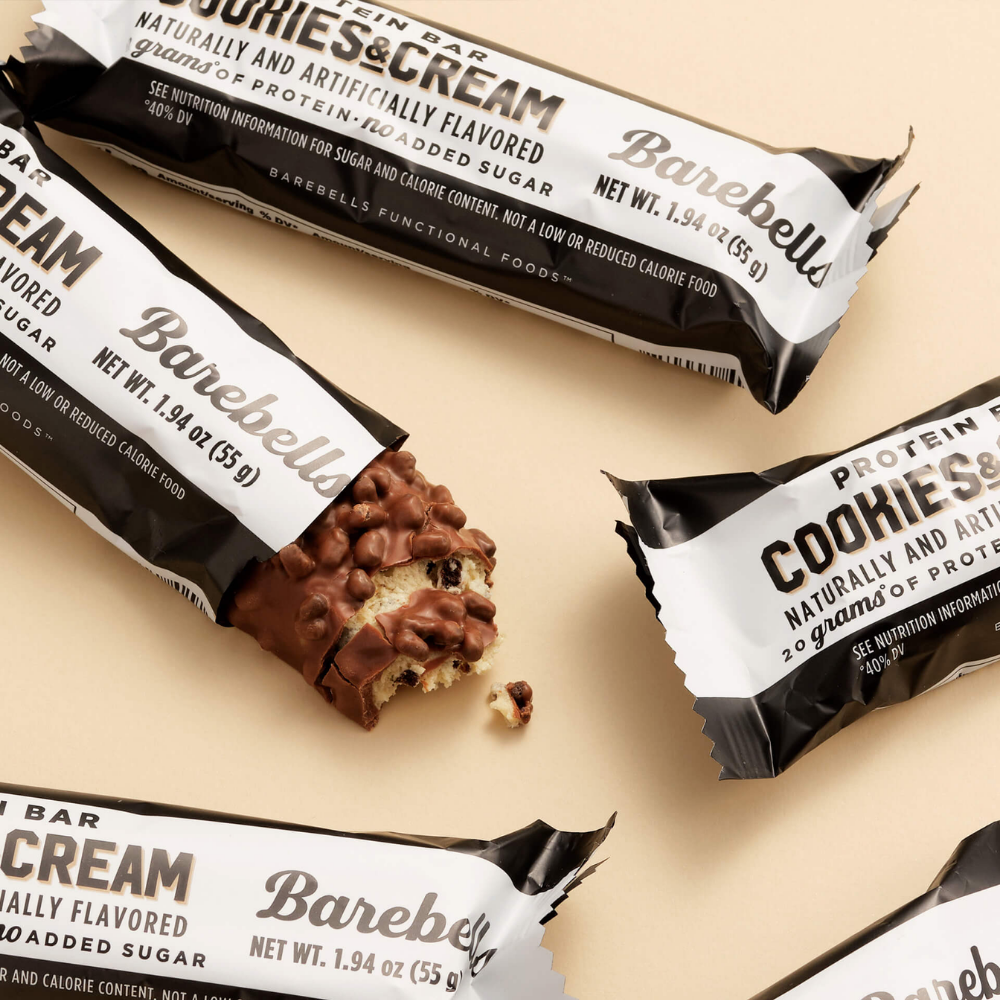 Envase de la barrita proteico cookies & cream de Barebells