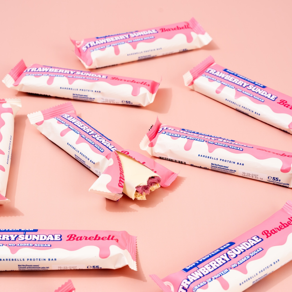 Envase de la barrita proteico strawberry sundae de Barebells