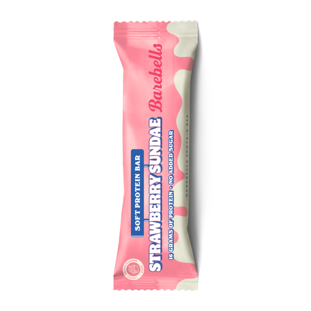 Envase de la barrita proteico strawberry sundae de Barebells