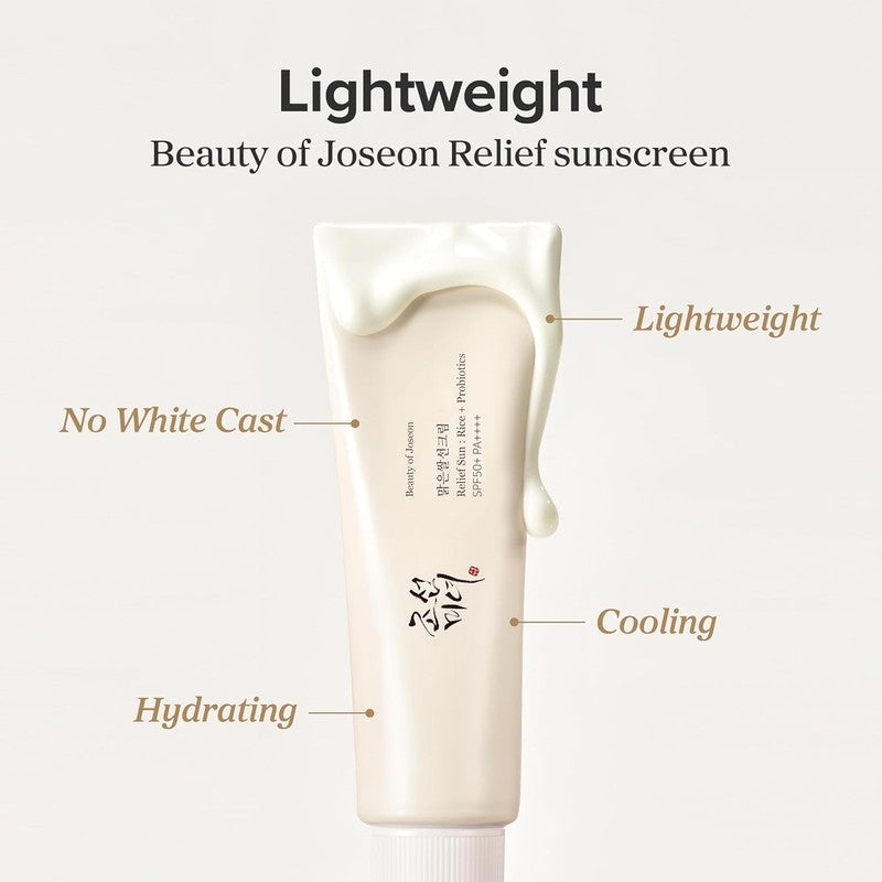 Protector solar Relief Sun Rice SPF50+ de Beauty of Joseon, tubo de 50 ml