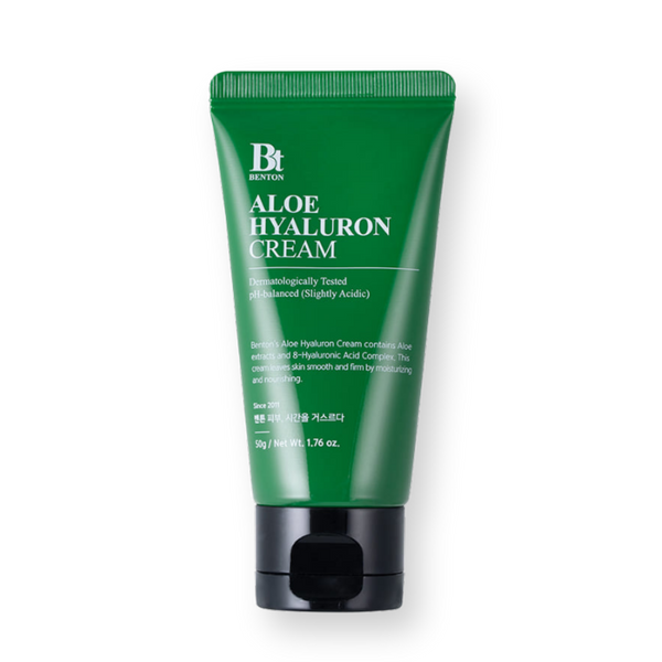 Crema hidratante Benton Aloe Hyaluron Cream, tubo verde de 50 g