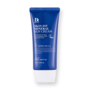 Protector solar Benton Skin Fit Mineral Sun Cream SPF50+, tubo azul de 50 ml