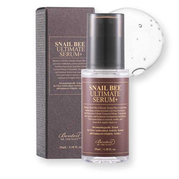 Sérum Benton Snail Bee Ultimate Serum+ de 35 ml junto a su estuche