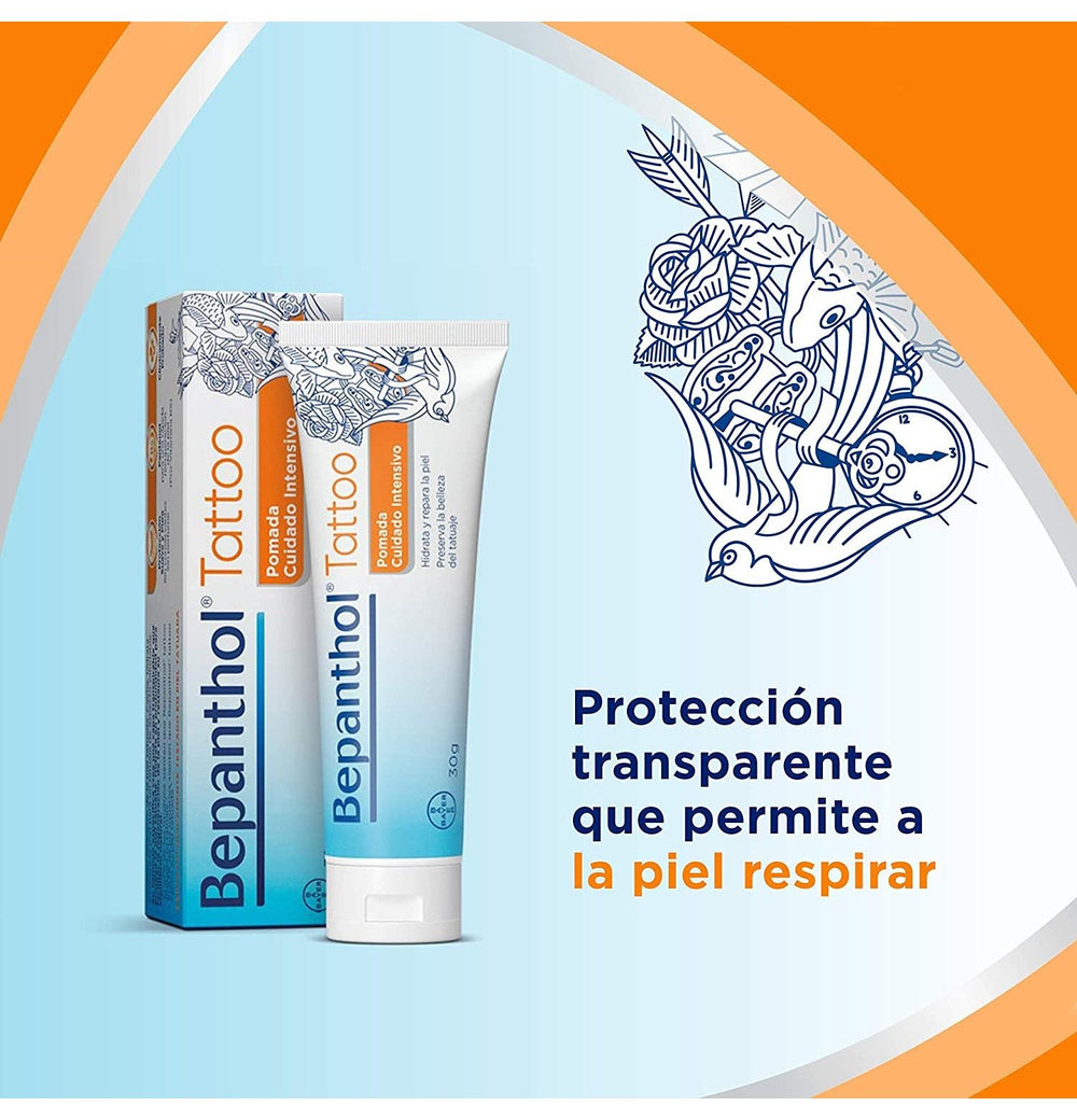 Bepanthol Tattoo Pomada Cuidado Intensivo, tubo y caja de 30 g