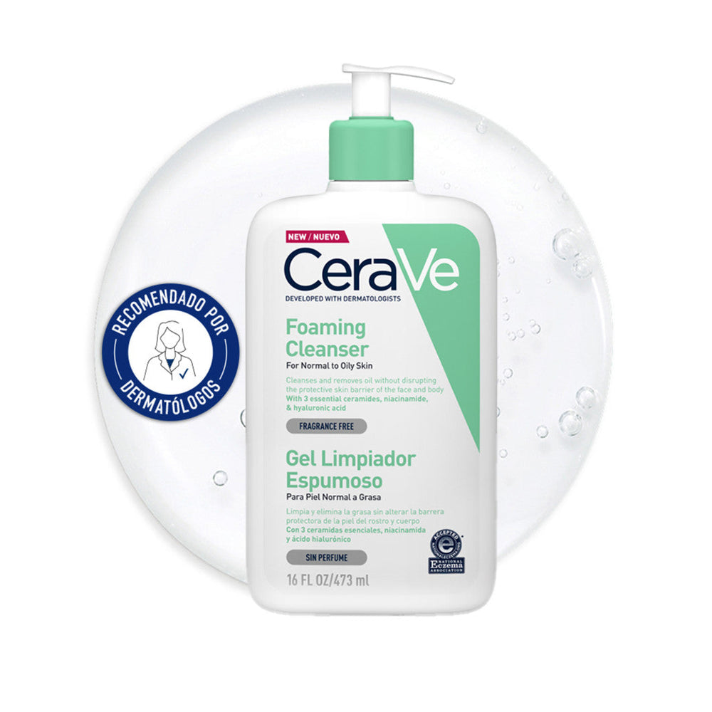 Gel Limpiador Espumoso CeraVe 473 ml, envase con dosificador