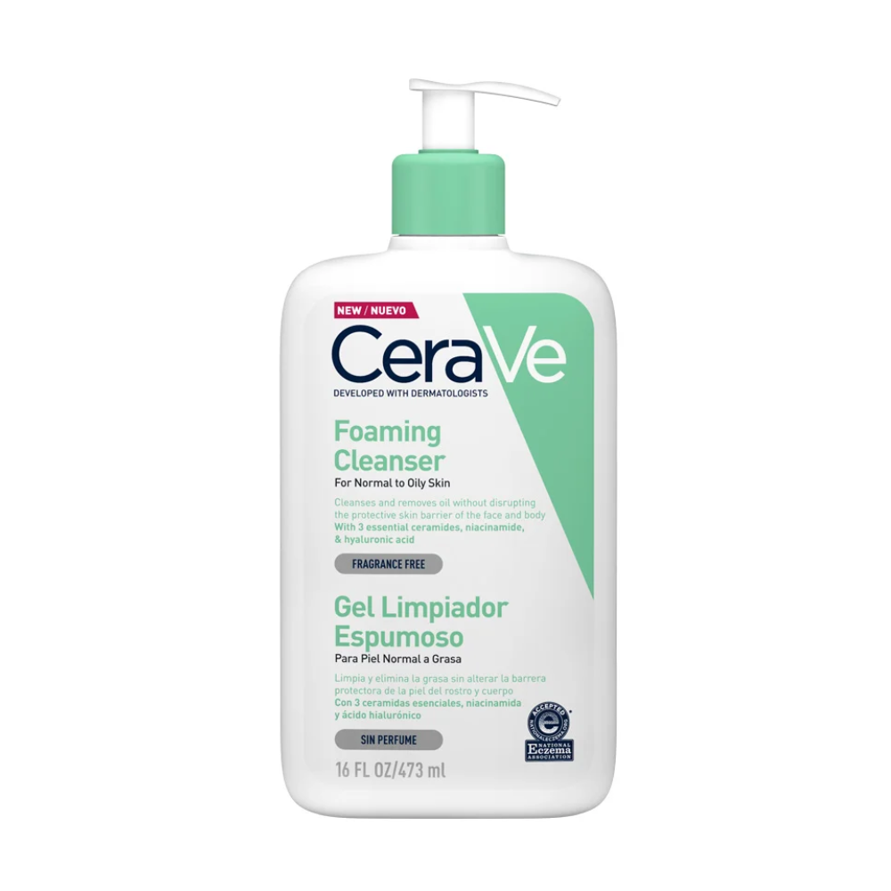 Gel Limpiador Espumoso CeraVe 473 ml, envase con dosificador