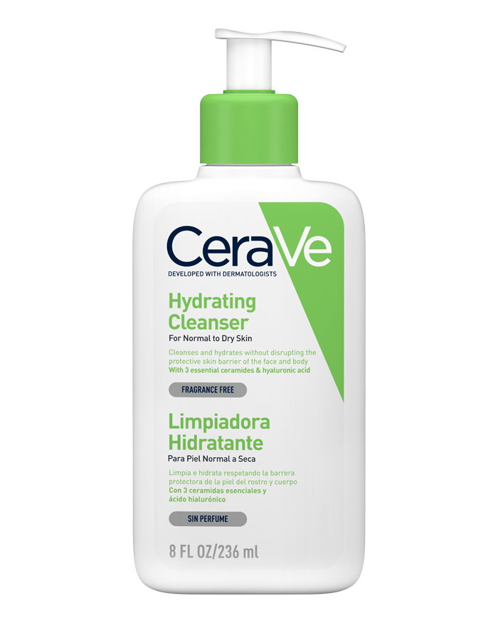 Crema Espuma Limpiadora Hidratante CeraVe 236 ml, envase con dosificador