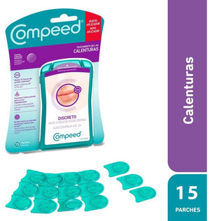 Parche Compeed para herpes labial aplicado sobre el labio