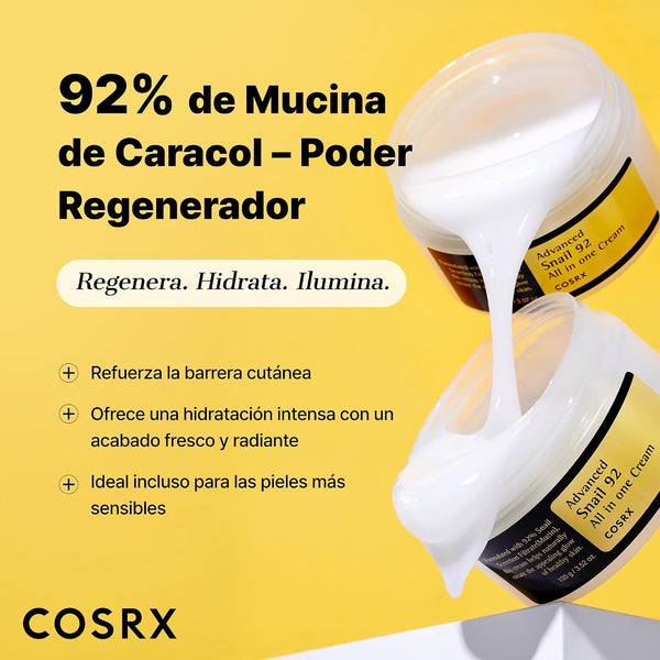 92 % de mucina de caracol en la crema COSRX Snail 92