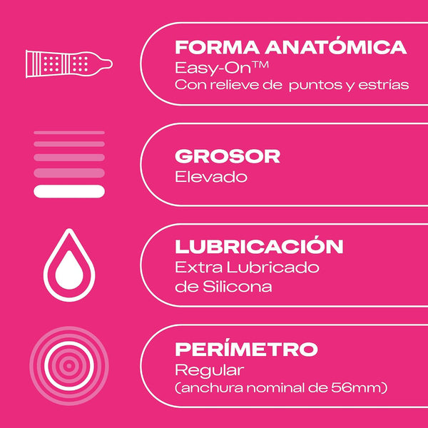 Preservativos Dame Placer Puntos y Estrías 12u · ficha tecnica