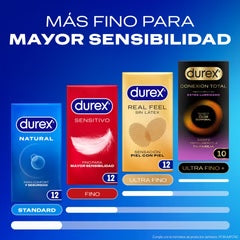 Gama Durex ordenada por grosor del preservativo
