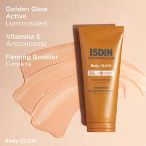 Activos del Body Glow SPF 30 de ISDIN: Golden Glow Active, vitamina E y Firming Booster