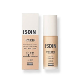 ISDIN Coverage SPF 50+ base de maquillaje fluida tono 2.0 Beige, 30 g