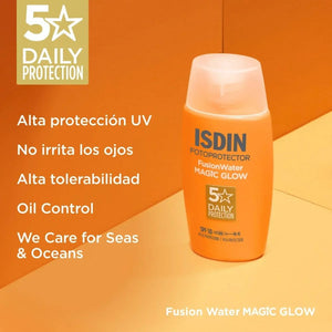 Fusion Water Magic Glow SPF 50 de ISDIN: 5 estrellas Daily Protection, no irrita los ojos, alta tolerabilidad y Oil Control