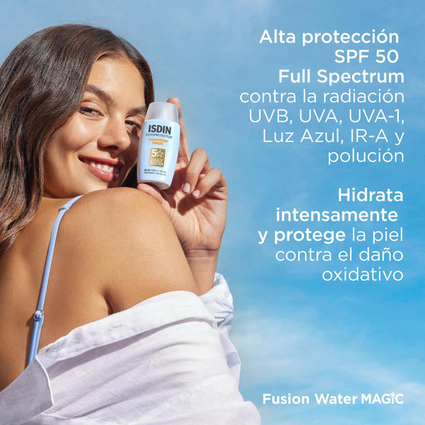 Beneficios de Protector Solar Facial SPF50 Fusion Water Magic 50ml de ISDIN