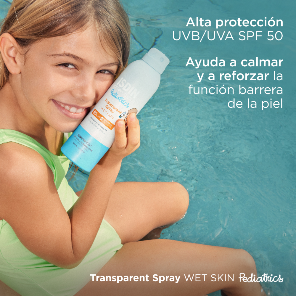 Fotoprotector ISDIN Pediatrics Transparent Spray Wet Skin SPF 50, spray de 250 ml