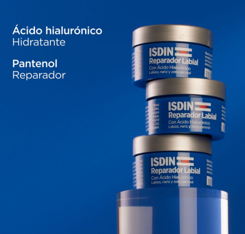 Activos del Reparador Labial de ISDIN: ácido hialurónico hidratante y pantenol