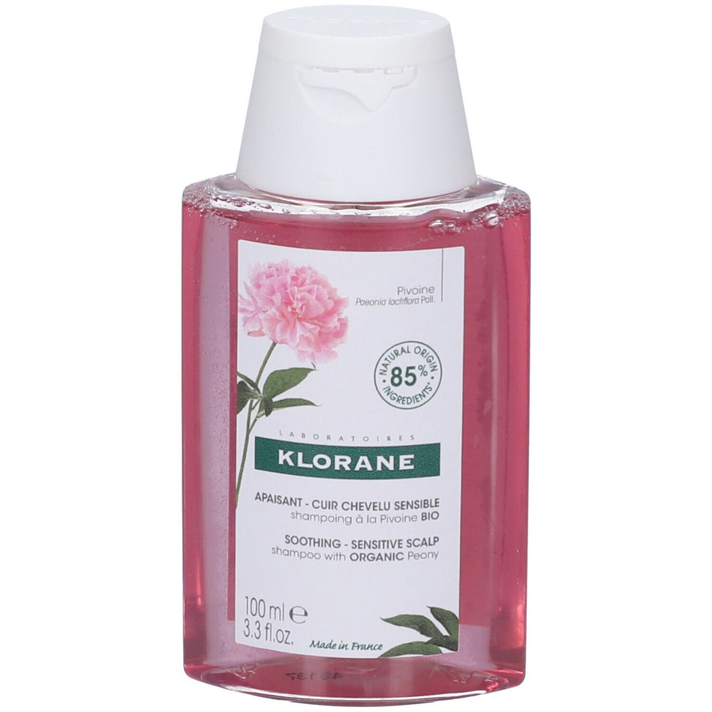 Champú Klorane a la peonía, frasco de 100 ml formato viaje