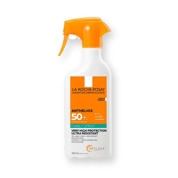 Envase de el spray solar familiar Anthelios SPF50+ de La Roche-Posay, 300 ml