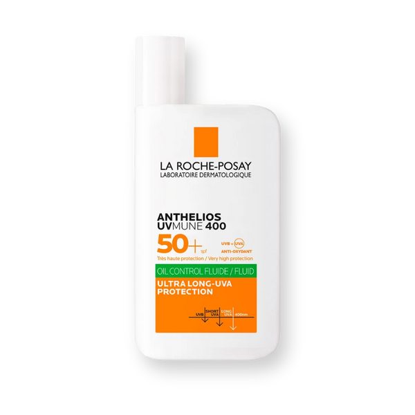 Envase de el fluido solar Oil Control Anthelios UVMune 400 SPF50+ de La Roche-Posay