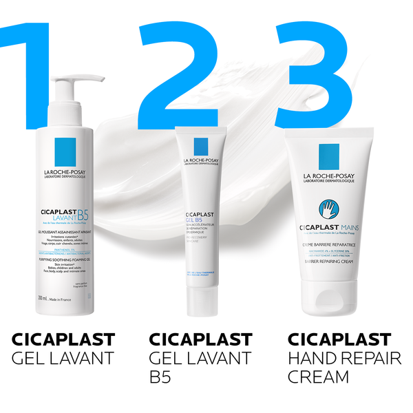 Rutina Cicaplast de La Roche-Posay en tres pasos, con la crema de manos como último paso