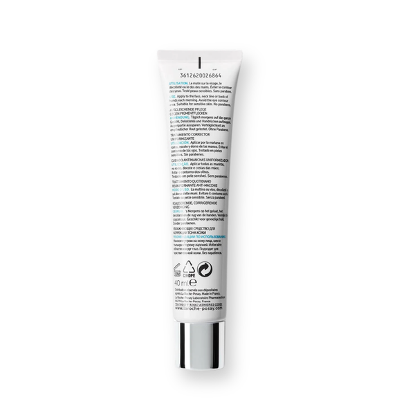 Dorso del envase de Pigmentclar UV SPF30 de La Roche-Posay con la composición