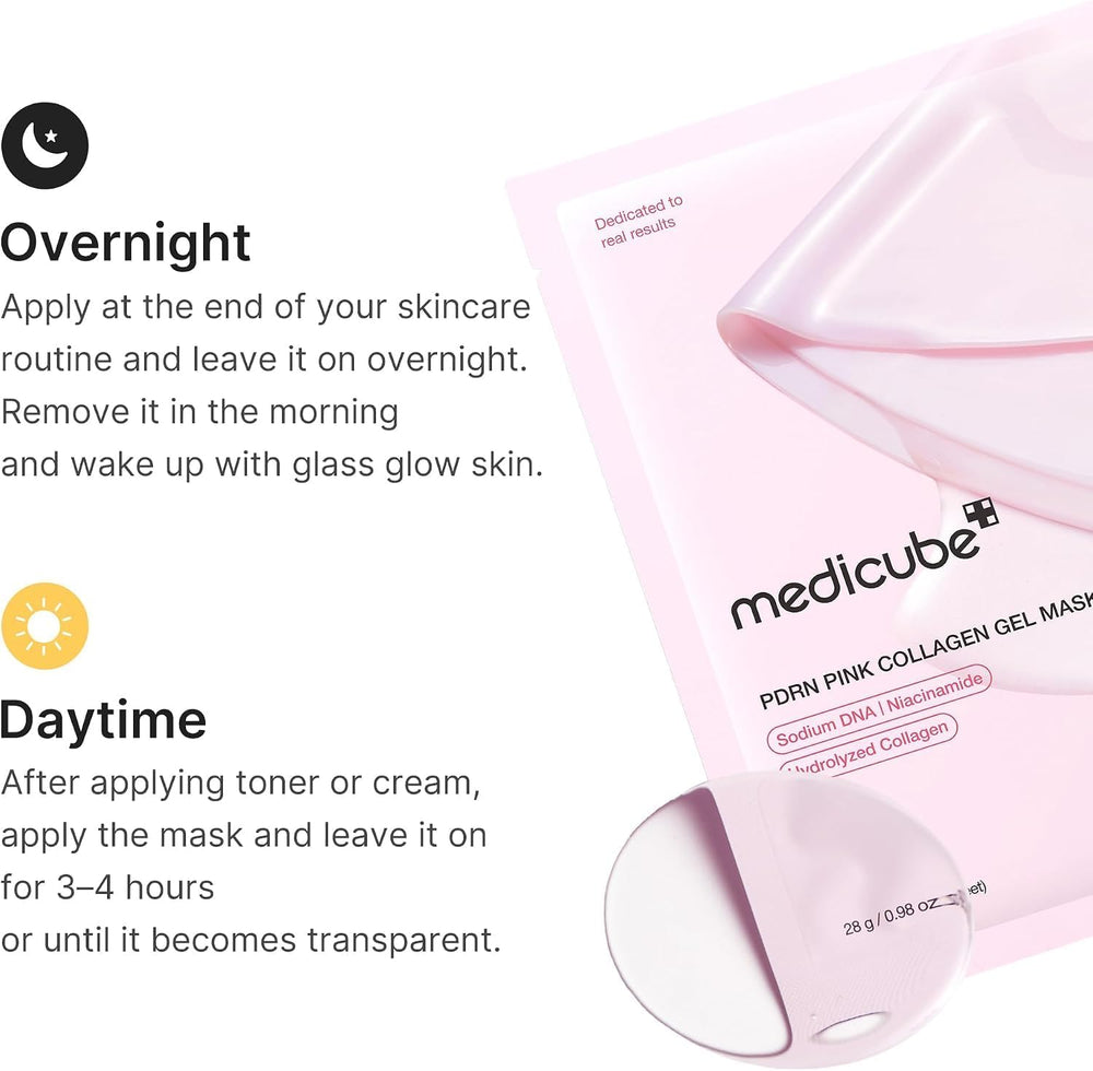Mascarilla de noche en hidrogel PDRN Pink Collagen de Medicube, sobre de 28 g