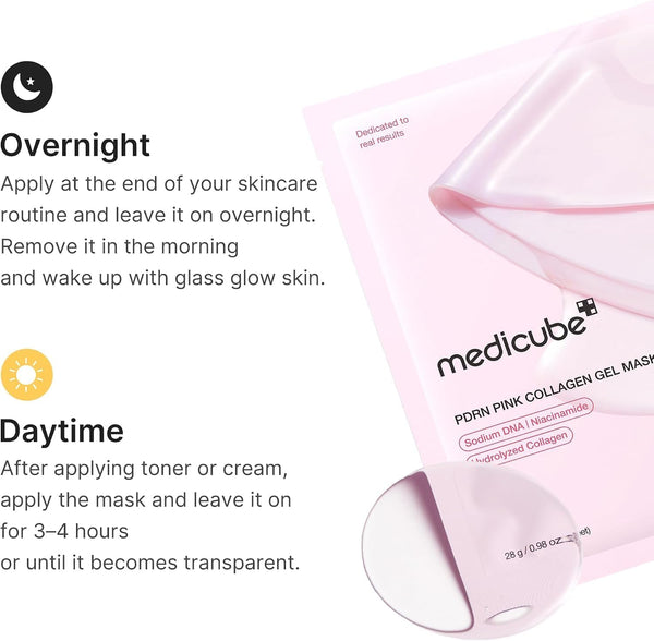 Mascarilla de noche en hidrogel PDRN Pink Collagen de Medicube, sobre de 28 g