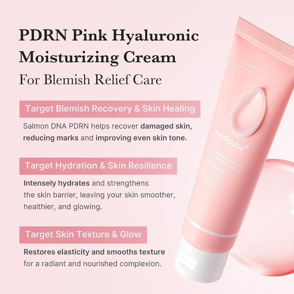Crema hidratante PDRN Pink Hyaluronic de Medicube, tubo de 50 ml