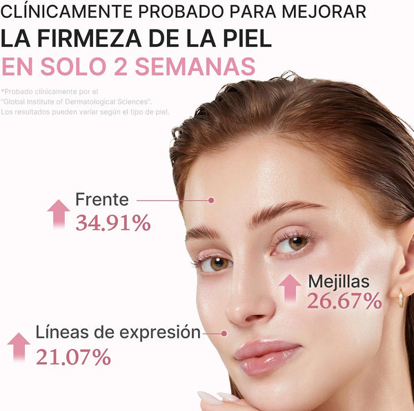 Resultados de firmeza en frente, mejillas y líneas de expresión con el sérum PDRN de Medicube