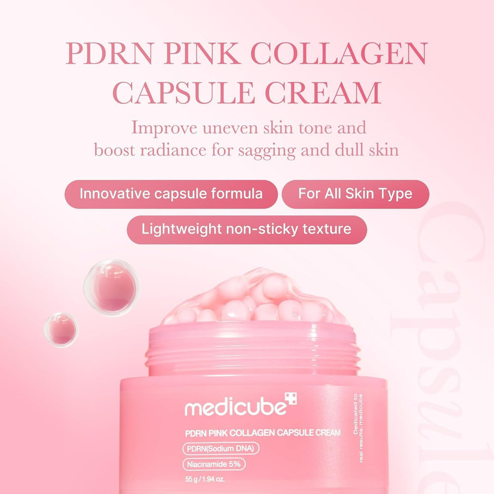 Tarro de la crema PDRN Pink Collagen Capsule de Medicube, 55 g