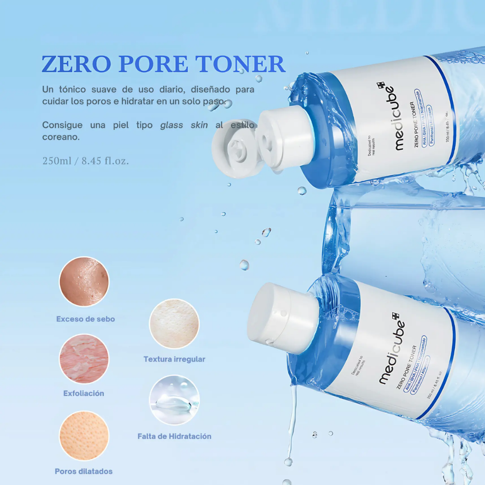Botella del Zero Pore Toner de Medicube, 250 ml