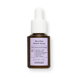 Sérum antiedad Blue Elixir con retinol 0,1% de Meisani, frasco de 15 ml