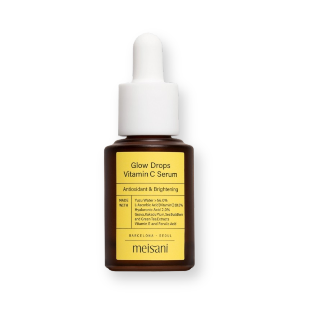 Sérum iluminador Glow Drops con vitamina C 10% de Meisani, frasco de 15 ml