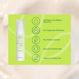 Beneficios del Luminosi-Tea SPF50 de Meisani: ultraligero, sin fragancias artificiales, para rostro y cuerpo y vegano