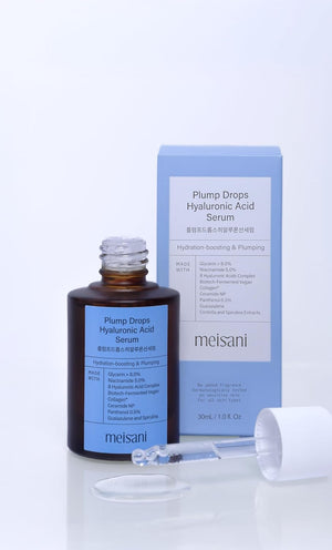 Sérum Plump Drops de Meisani con su estuche y el cuentagotas