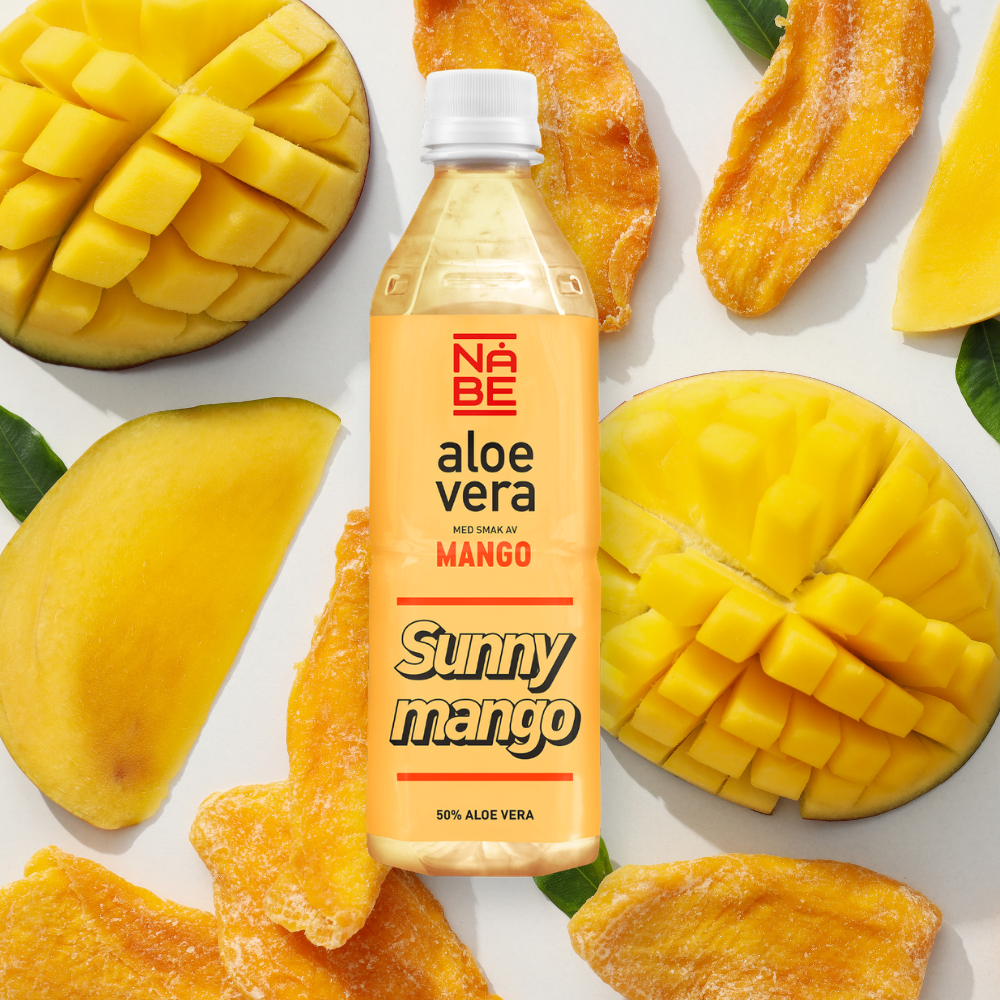 Botella de la bebida de aloe vera Nabe, sabor mango