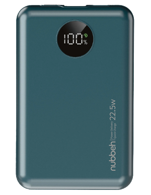 Power bank Nubbeh Twister Mini de 10.000 mAh y 22,5 W en azul con pantalla LED