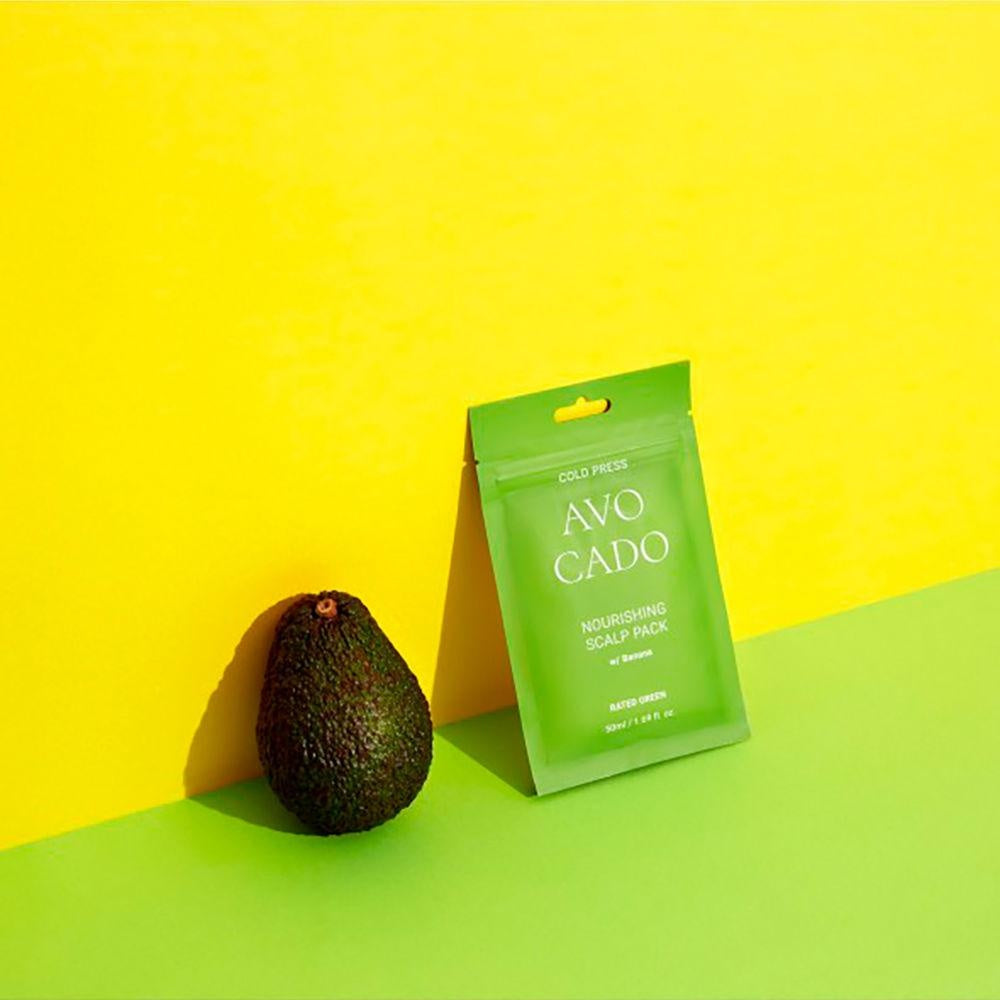 Sobre monodosis de la mascarilla capilar de aguacate y plátano de Rated Green, 50 ml