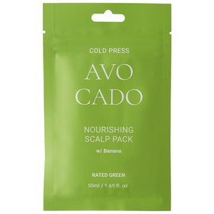 Sobre monodosis de la mascarilla capilar de aguacate y plátano de Rated Green, 50 ml