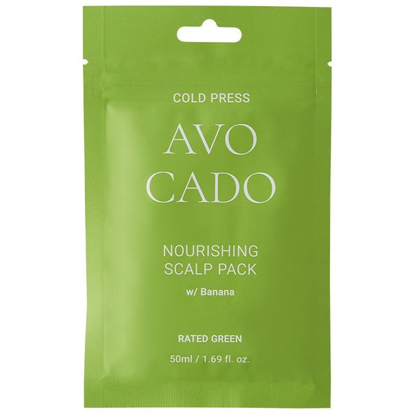 Sobre monodosis de la mascarilla capilar de aguacate y plátano de Rated Green, 50 ml