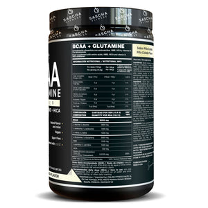 Composición y modo de empleo de BCAA + Glutamina Piña Colada de Sascha Fitness, 387,5 g