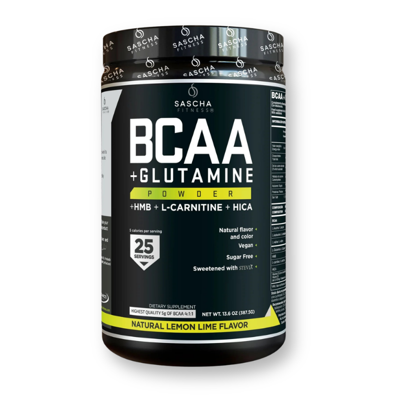 Envase de los BCAA con glutamina sabor limón de Sascha Fitness