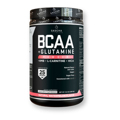 Envase de los BCAA con glutamina sabor sandía de Sascha Fitness